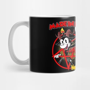 Blackcraft Baphomet retro Cartoon Devil horns 666% Made in Hell Mug